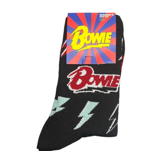 3/$18 David Bowie Black Lightning Bolt Socks NWT